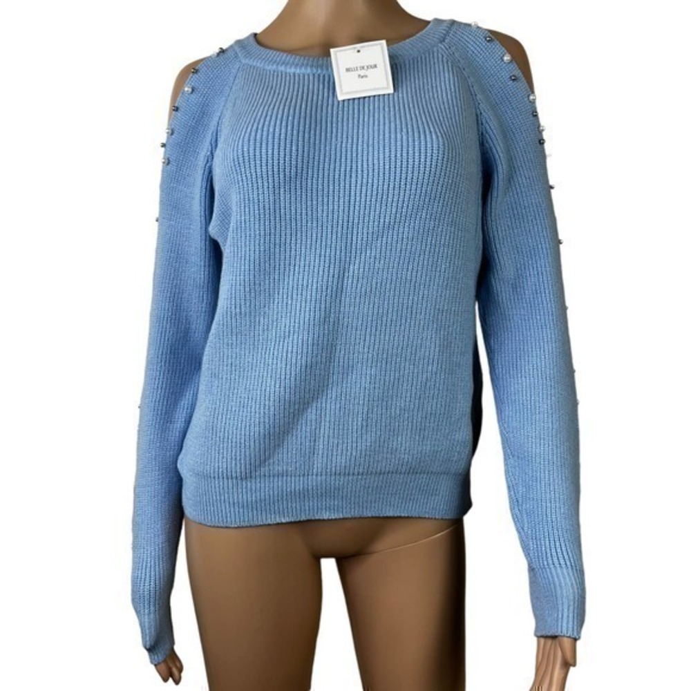 NWT Belle De Jour Paris Women Top Sweater blue Pullover Ringtone size M